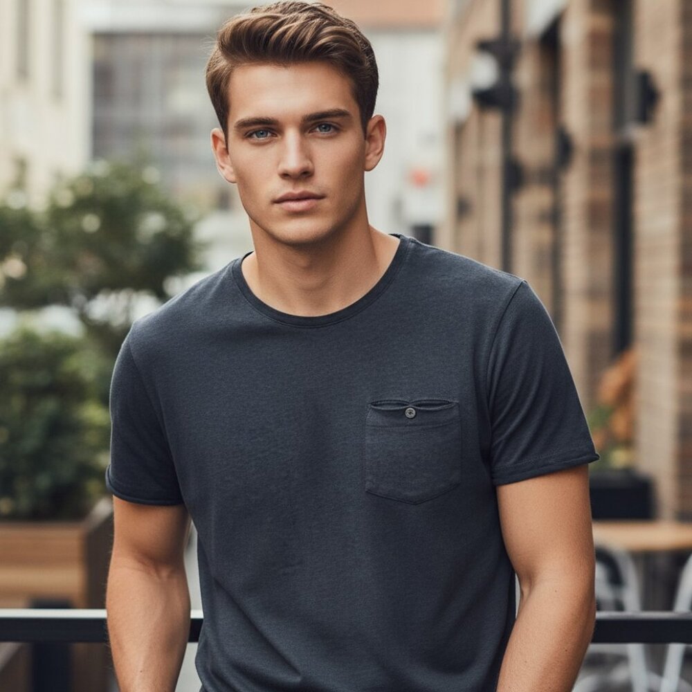 TED BAKER Tavros Short Sleeve Pocket Tee Ted Size 4 US 10 L Blue Black